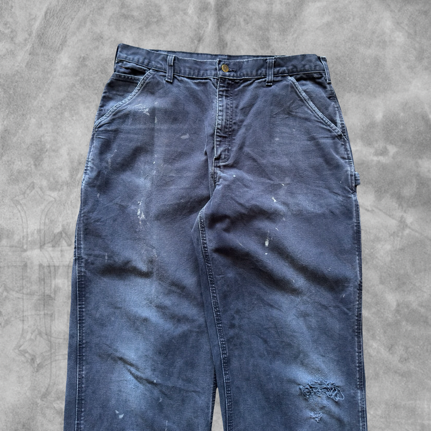 Faded Distressed Carbon Blue Carhartt Carpenter Pants 1990s (34x31)