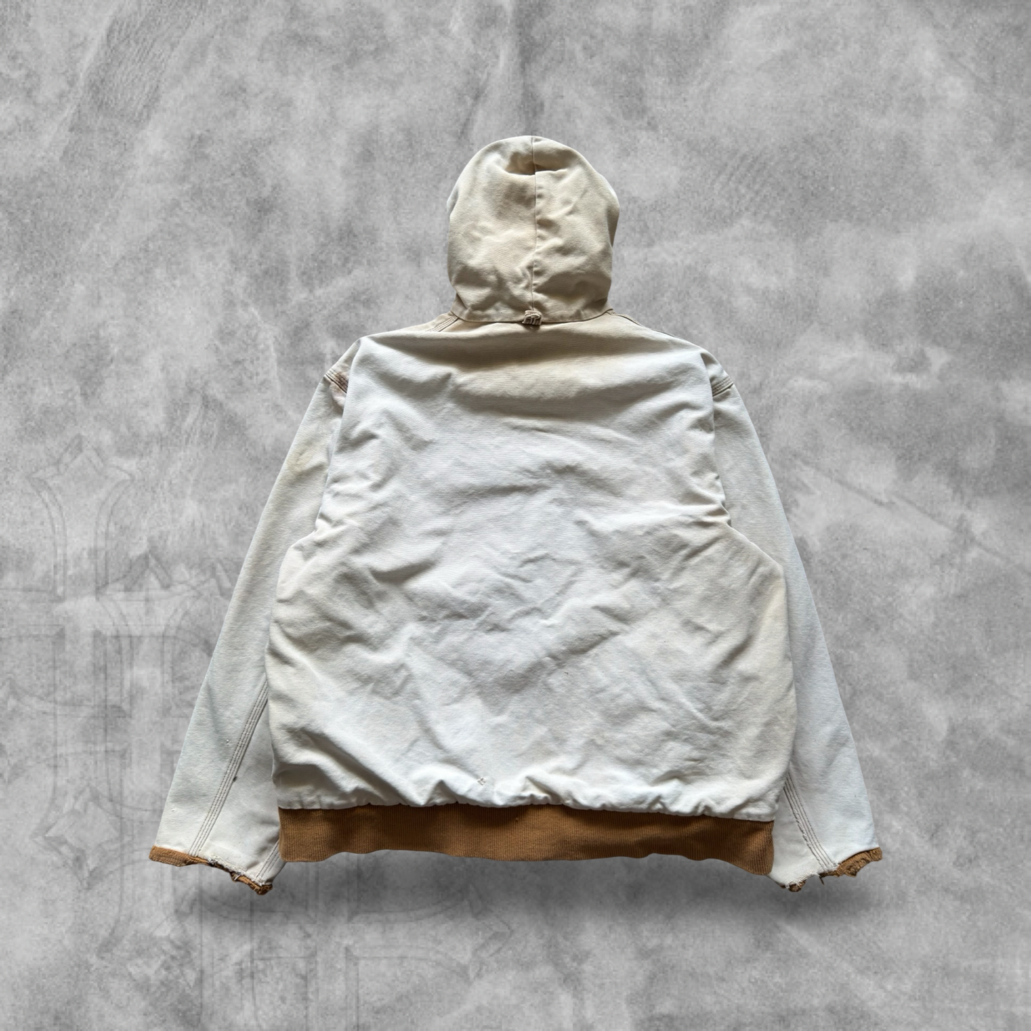 Faded Distressed Tan Carhartt Hooded Jacket 1990s (L)