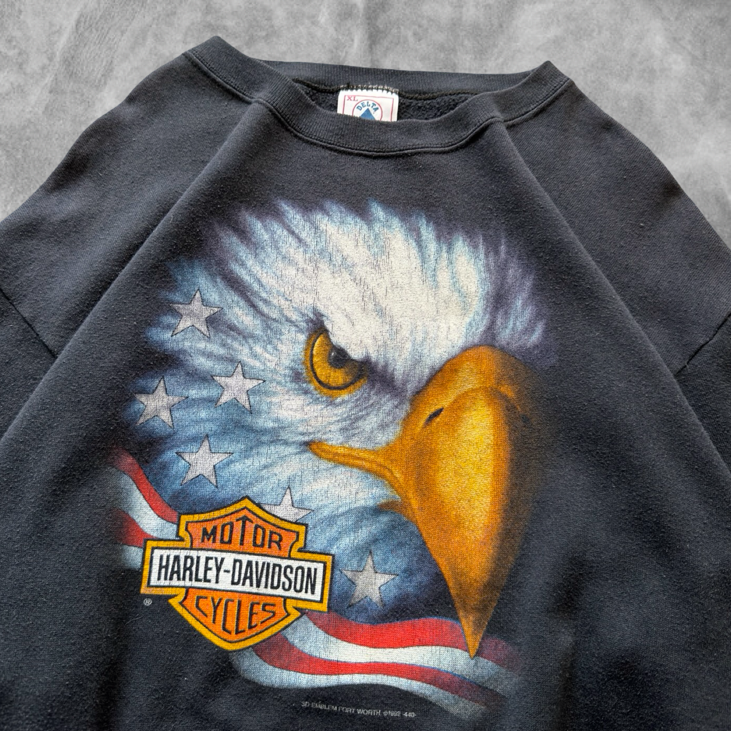 Black Harley Davidson American Eagle 3D Emblem Sweatshirt 1990s (M)