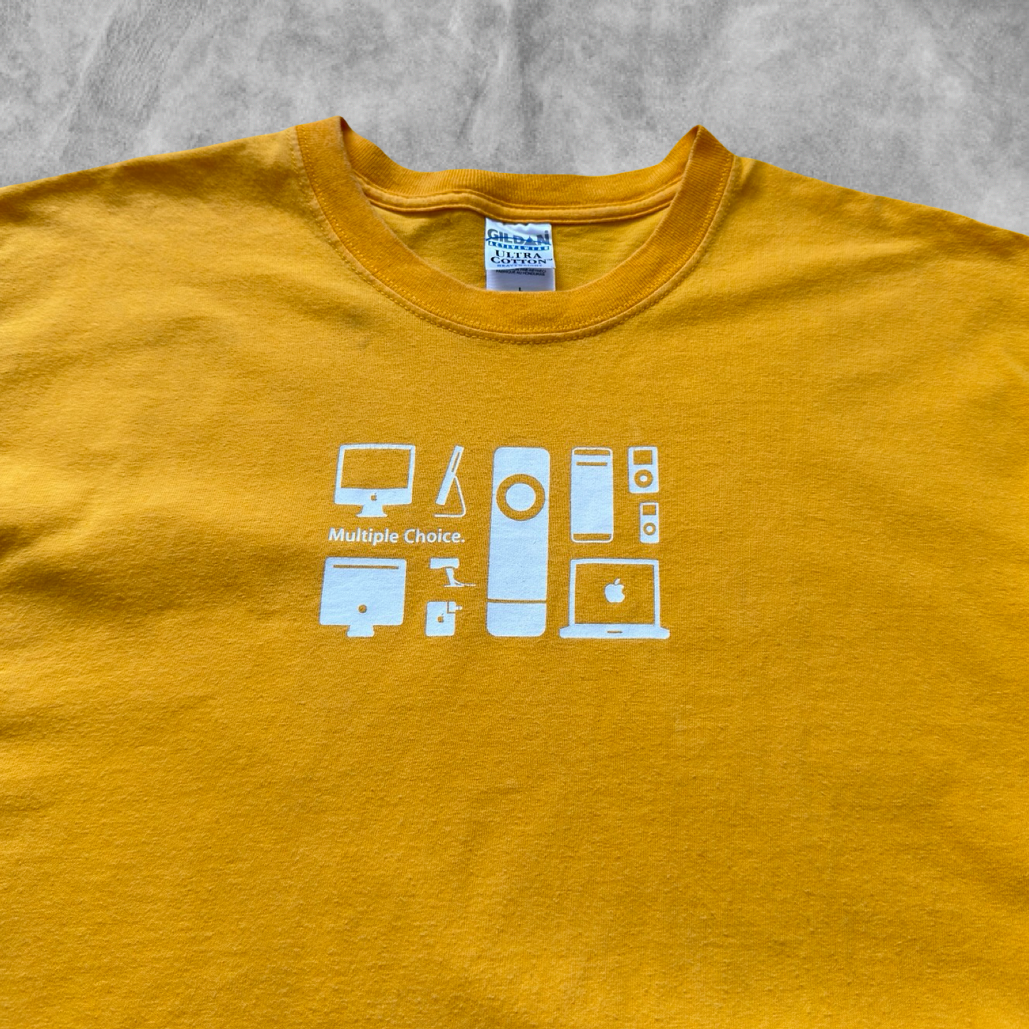 Yellow Multiple Choice Apple Shirt 1990s (L)