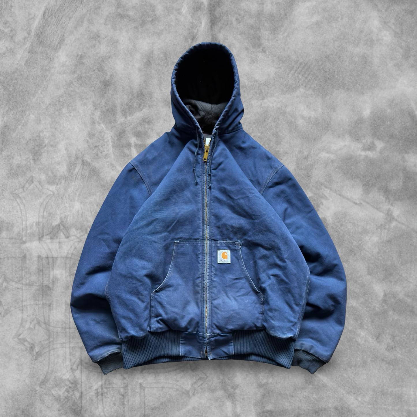 Navy Blue Hooded Carhartt Jacket 1990s (L)
