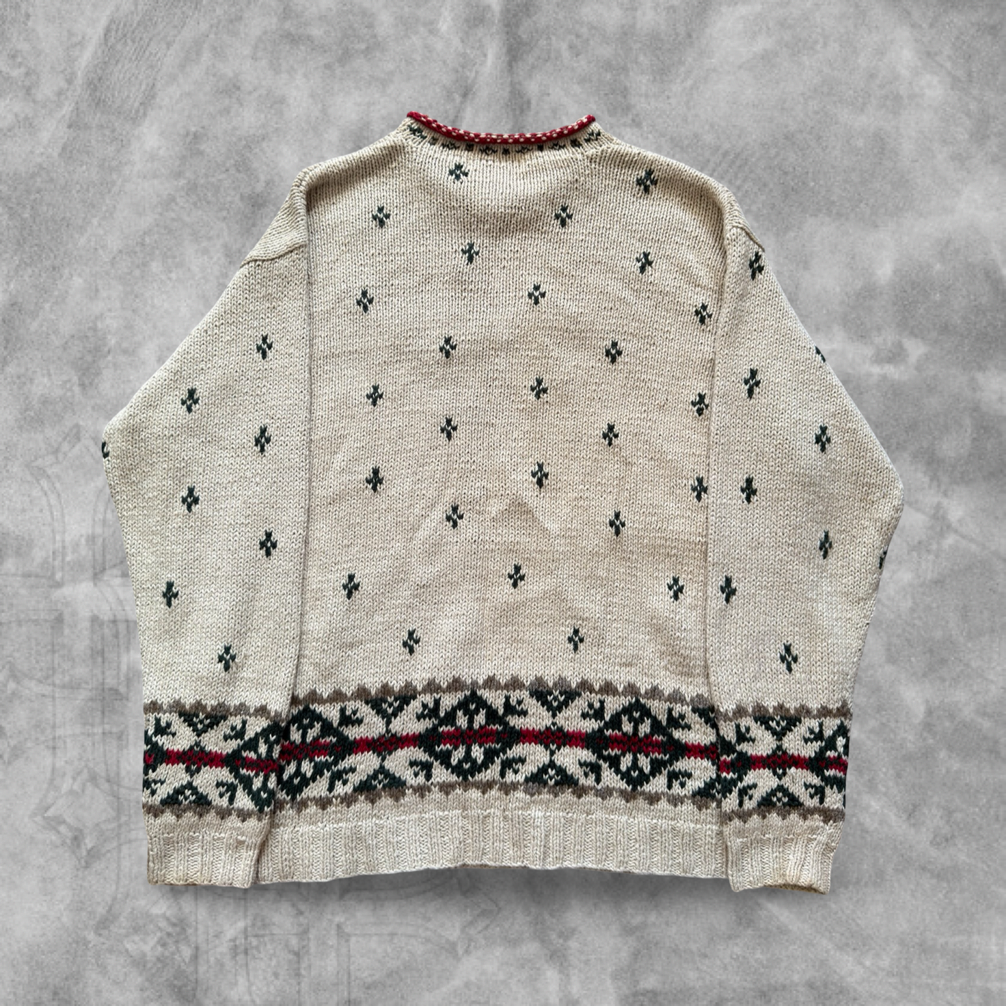 Cream Eddie Bauer Nordic Skier Sweater 1990s (XL)