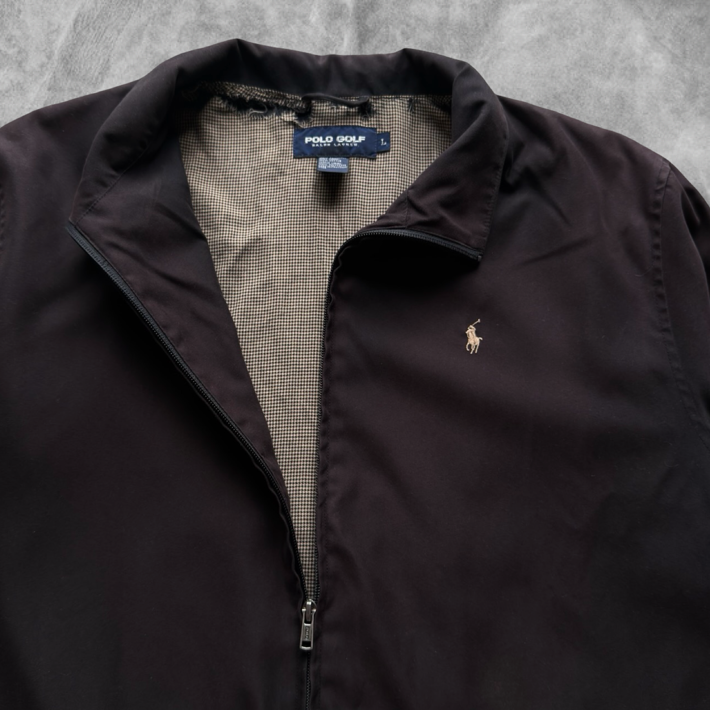Black Polo Ralph Lauren Golf Harrington Jacket 1990s (XL)