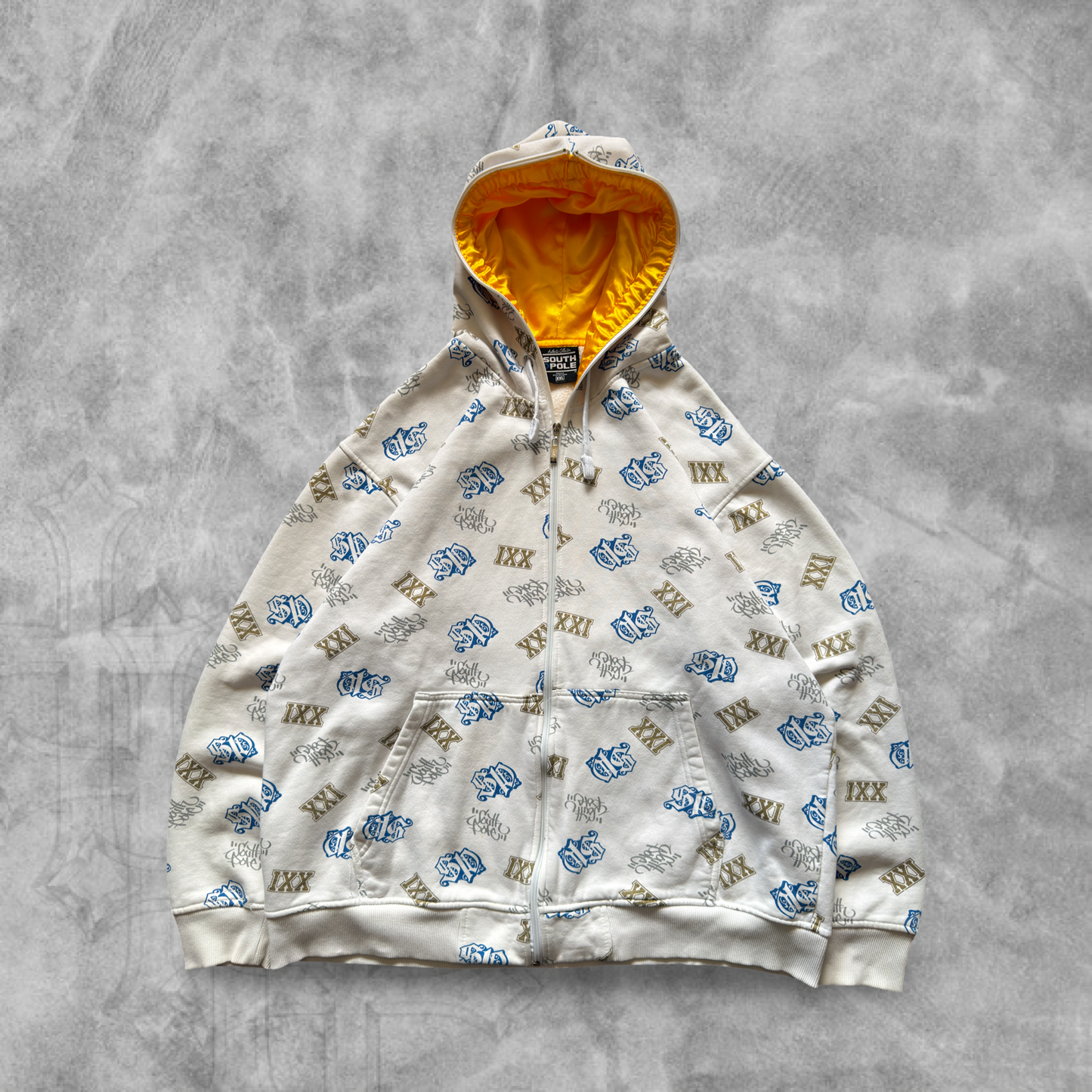 White South Pole All Over Print Hooded Jacket 2000s (XXL)
