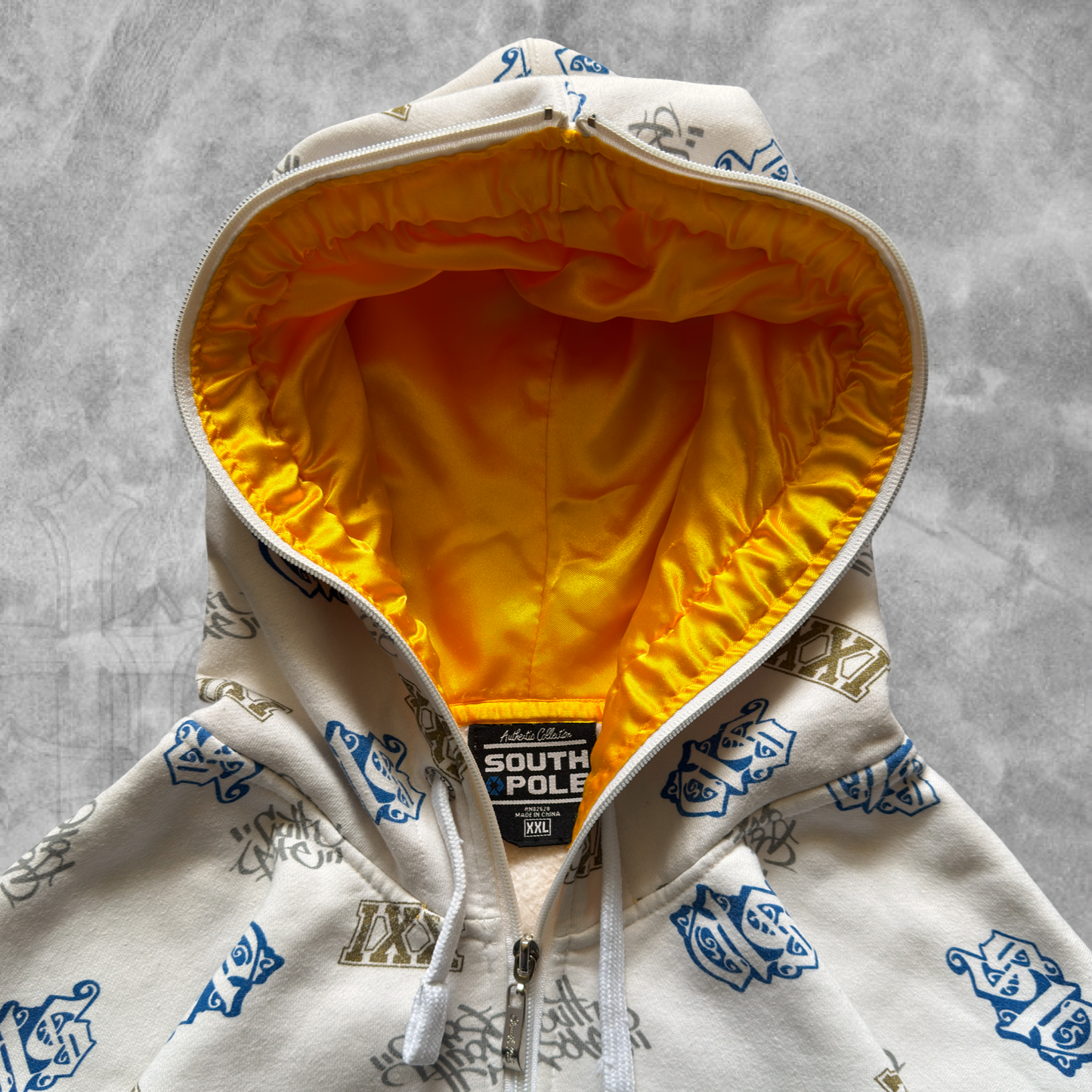White South Pole All Over Print Hooded Jacket 2000s (XXL)