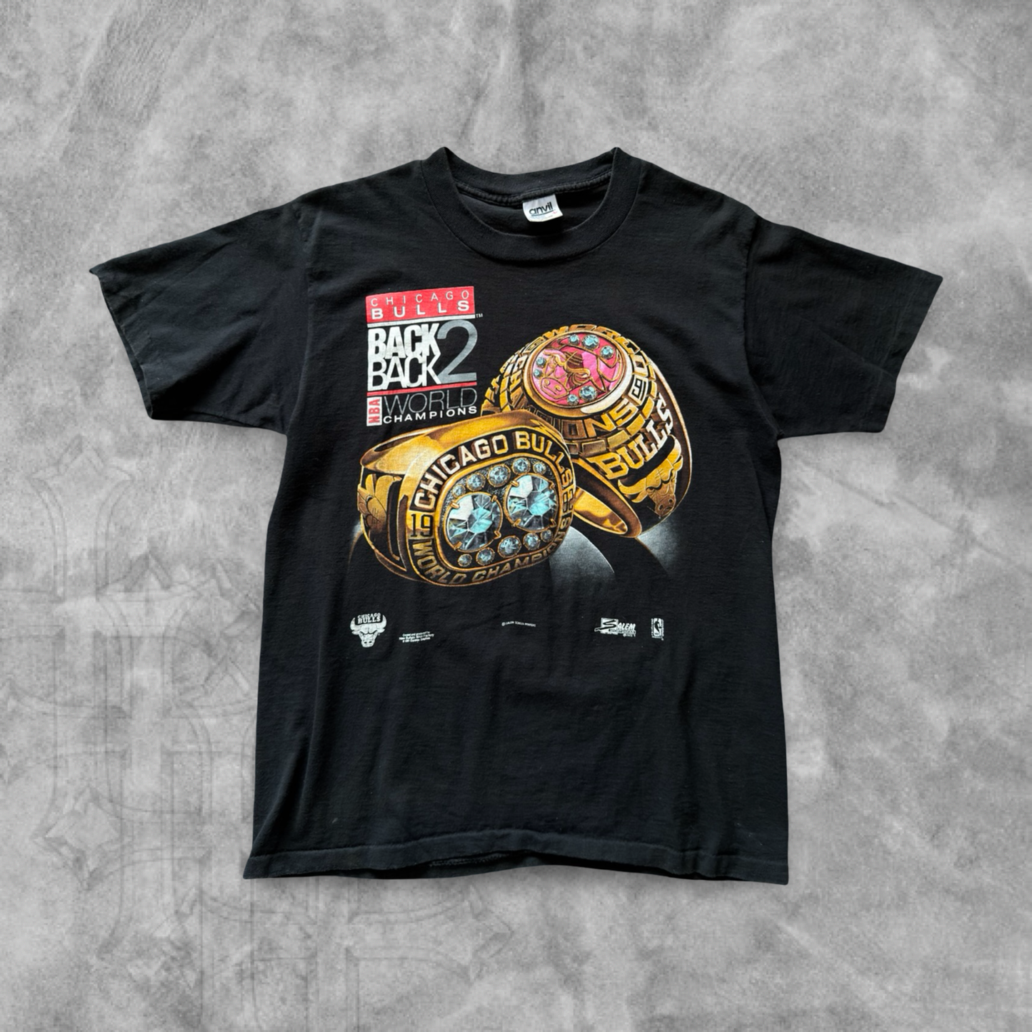 Black Back 2 Back Bulls Championship Shirt 1992 (S)