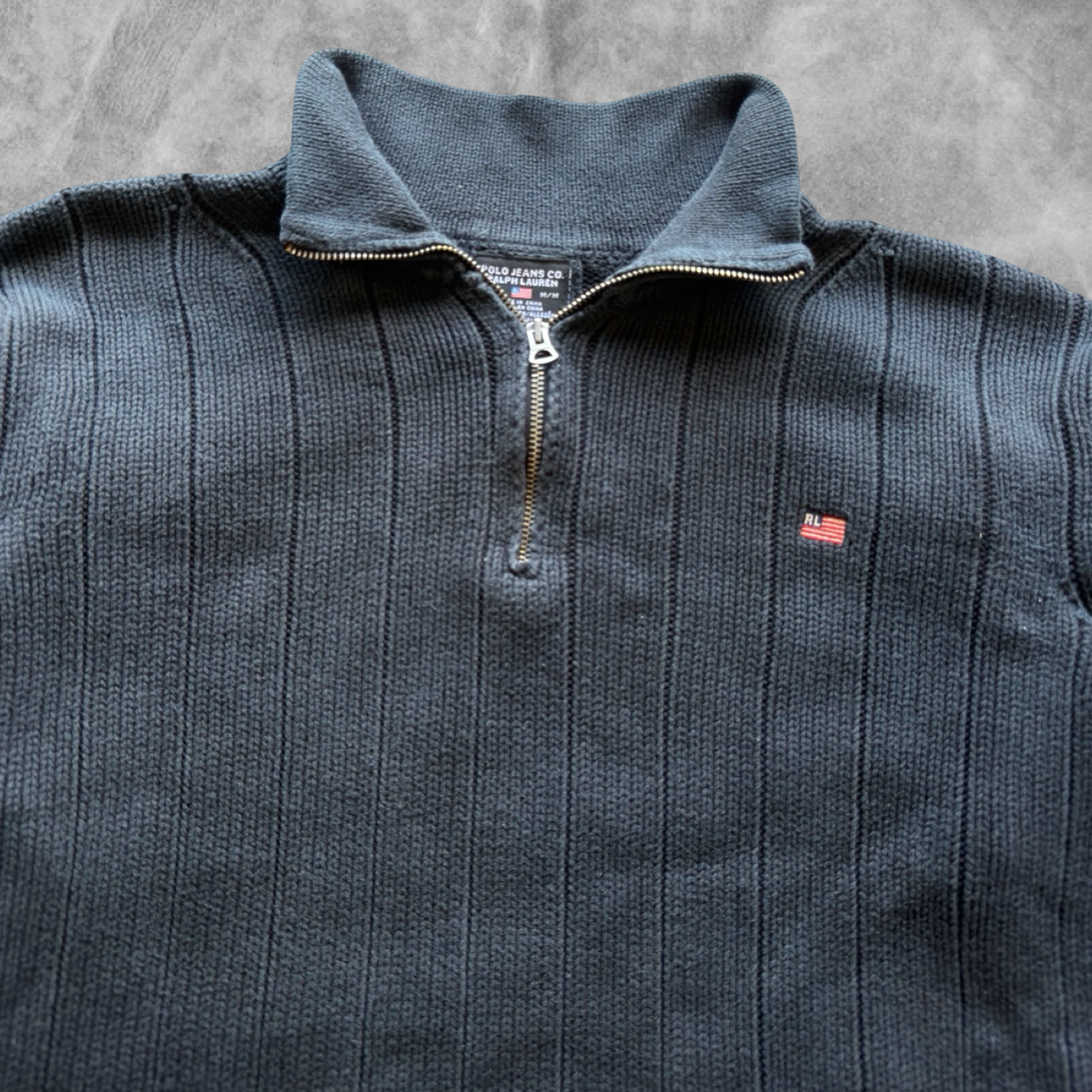 Black Polo Ralph Lauren Quarter Zip 1990s (M)