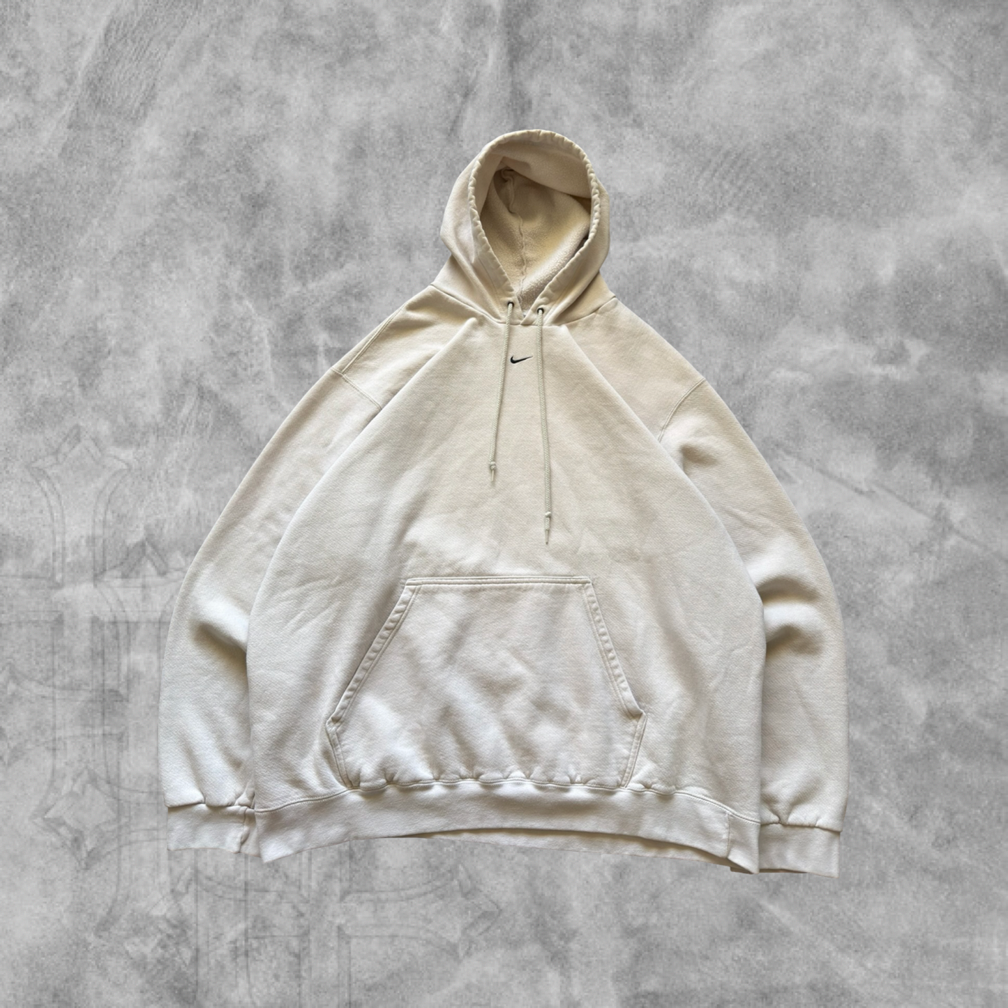 Cream Nike Center Swoosh Hoodie 2000s (XXL)