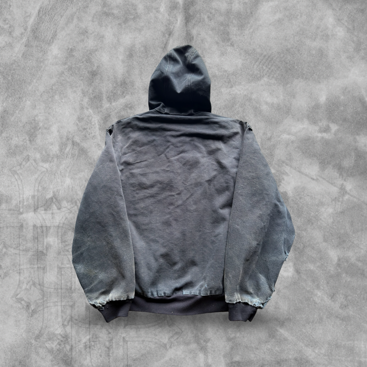 Black Distressed Carhartt Hooded Jacket 1990s (XL)