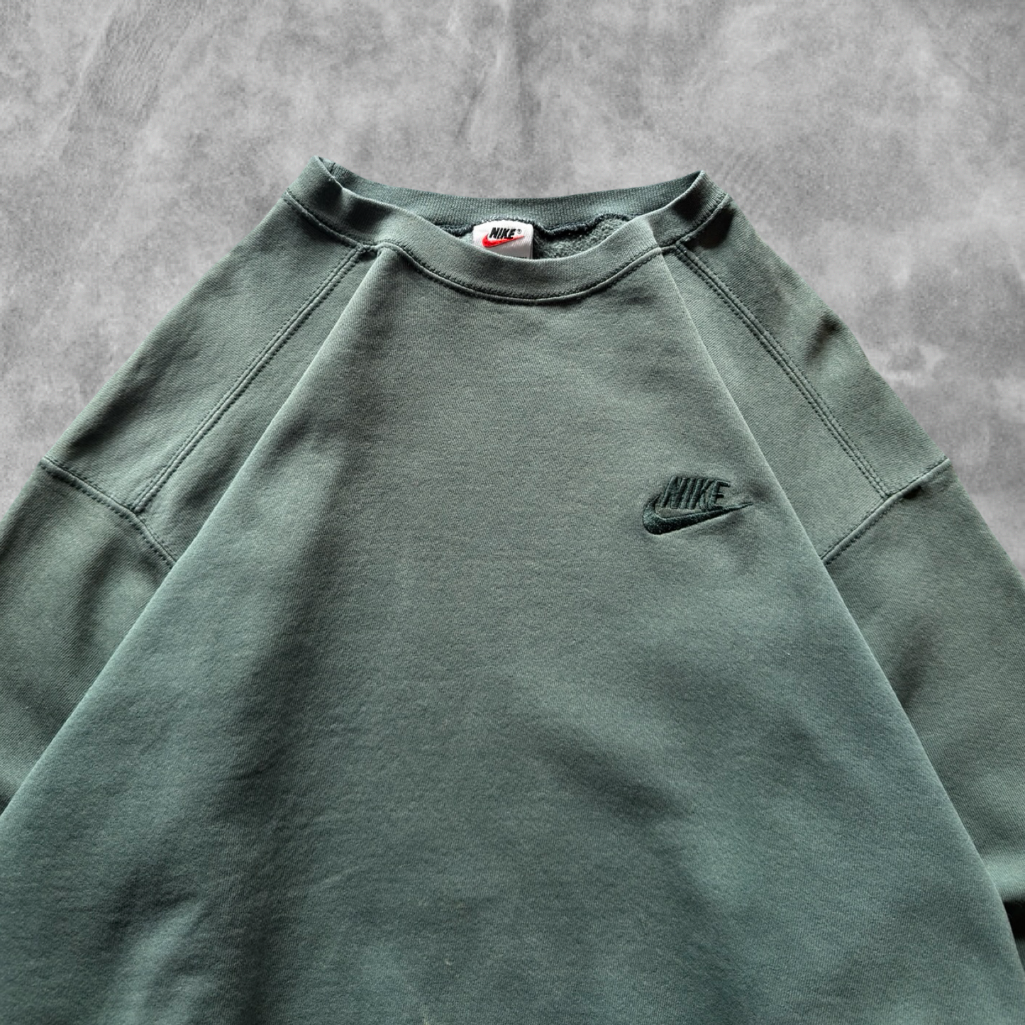 Faded Olive Green Nike Tonal Sweatshirt 1990s (M)