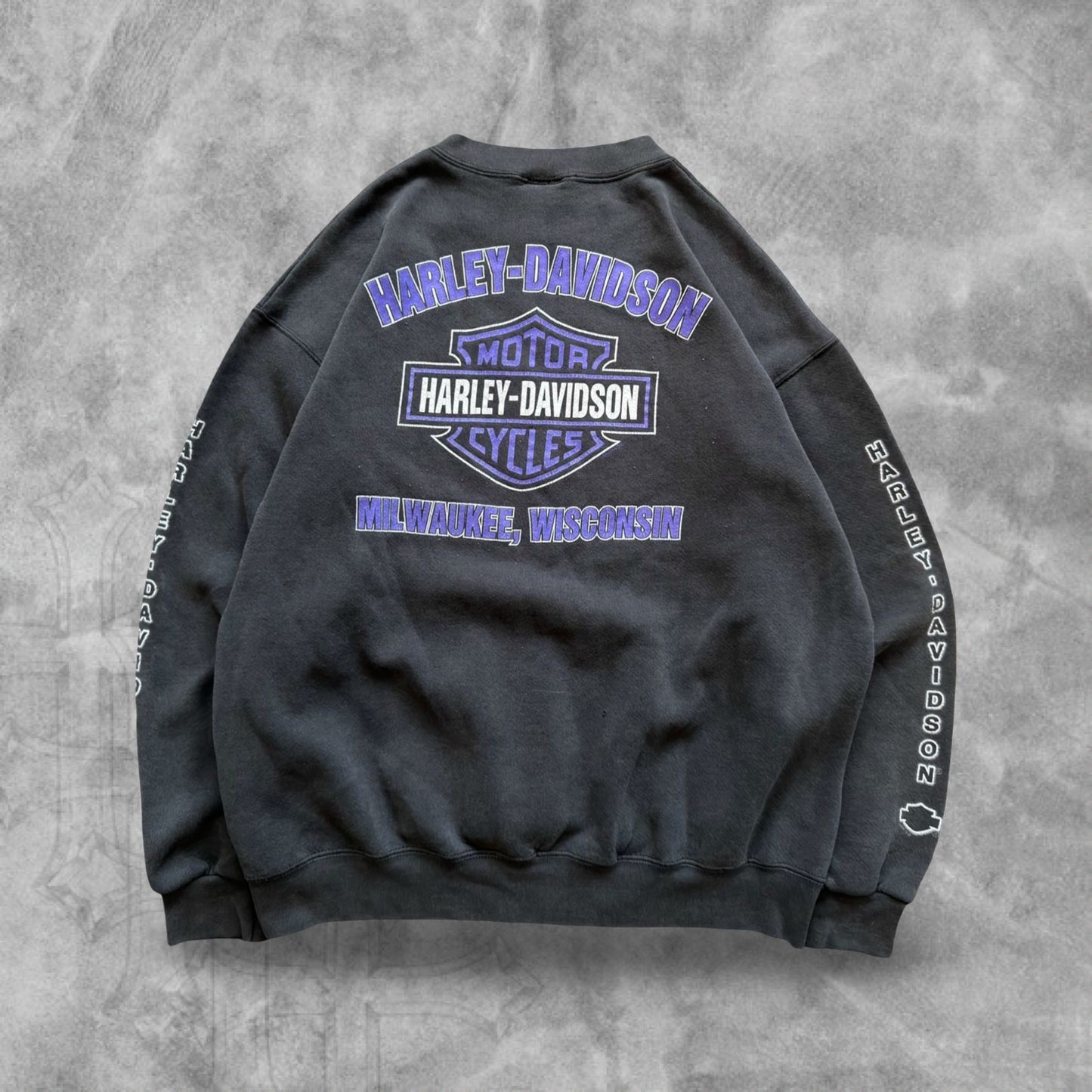 Faded Black Harley Davidson Roadhouse Sweatshirt 1990s (M)