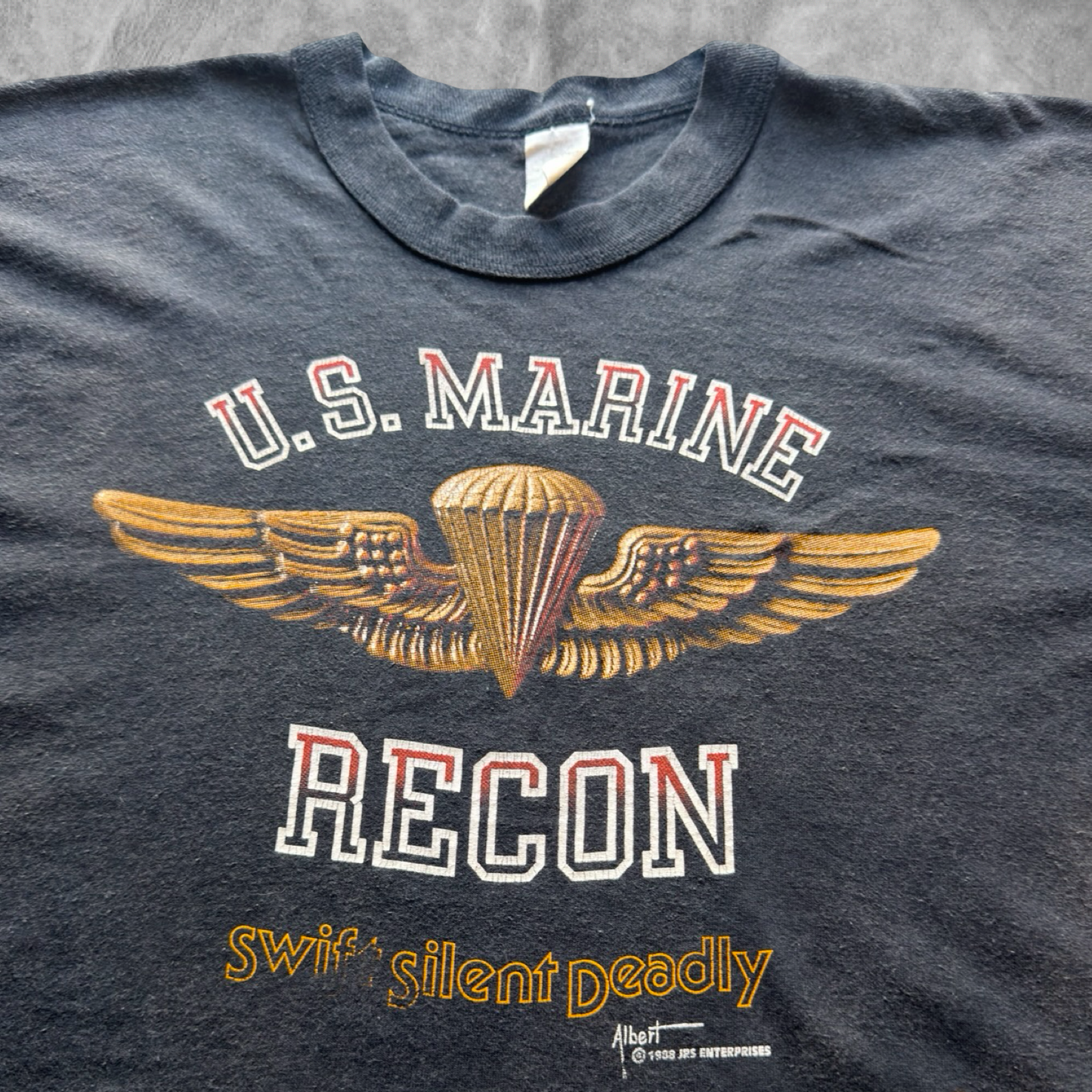 Faded Black U.S Marine Special Forces Shirt 1988 (S)