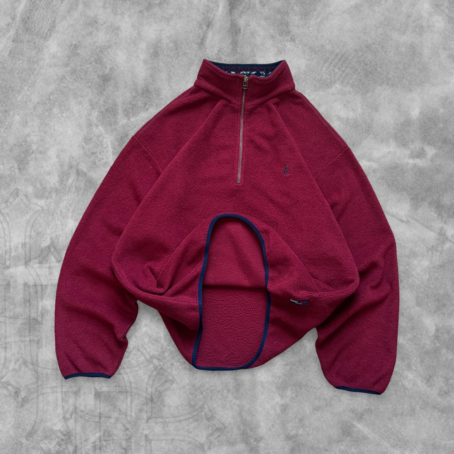 Maroon Nautica Competition Fleece Quarter Zip 1990s (XL)