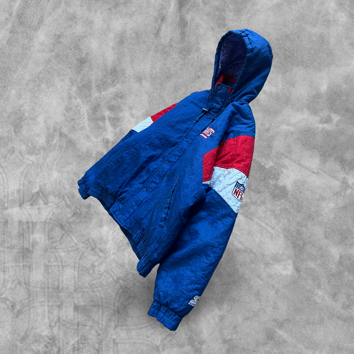 Blue New York Giants Hooded Puffer Starter Jacket 1990s (L)