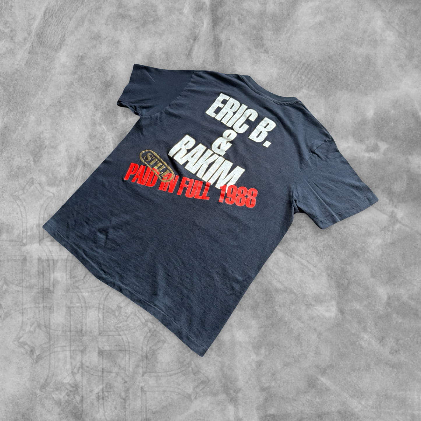Faded Black Eric B. & Rakim STILL PAID IN FULL Shirt 1988 (M)