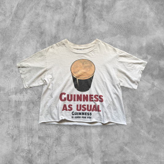 White Guinness As Usual Cropped Shirt 1990s (M)