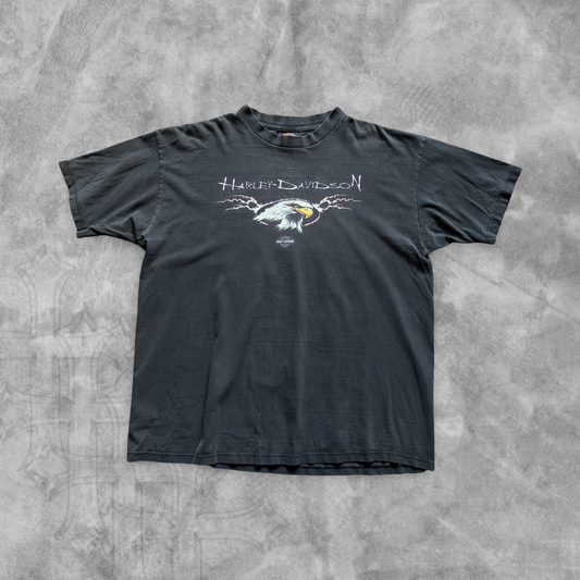 Faded Black Purple Lighting Harley Davidson Shirt 1990s (XL)