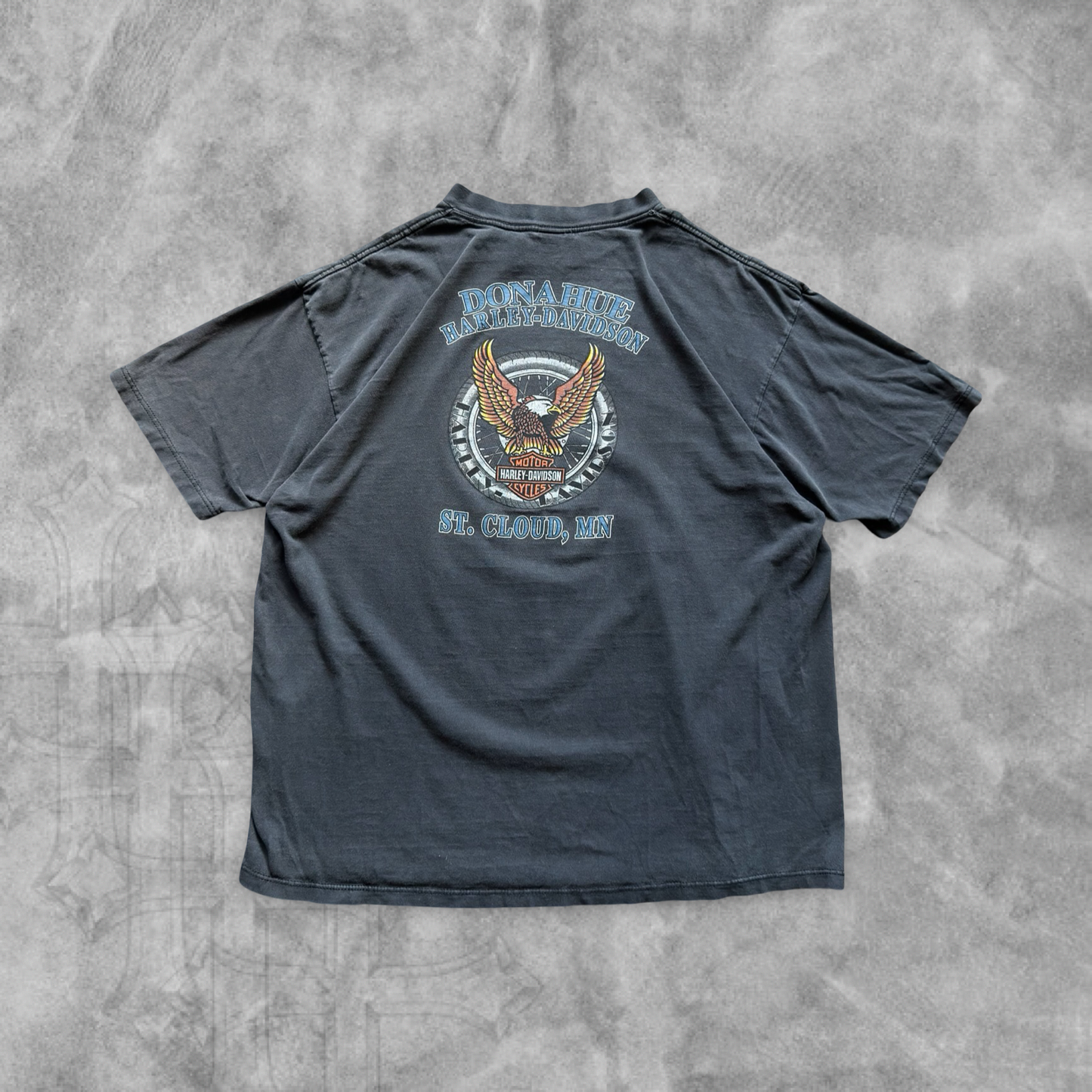 Faded Black Purple Lighting Harley Davidson Shirt 1990s (XL)