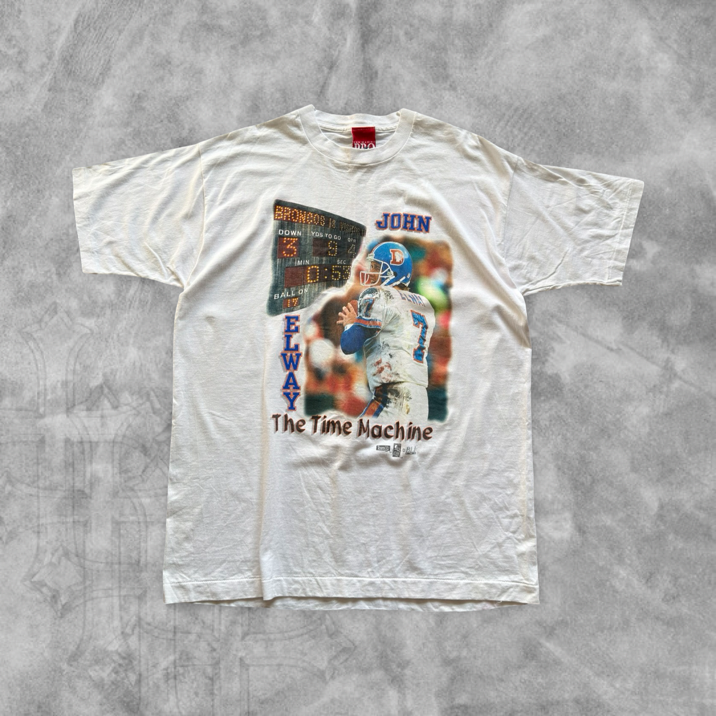 White John Elway The Time Machine Shirt 1990s (XL)