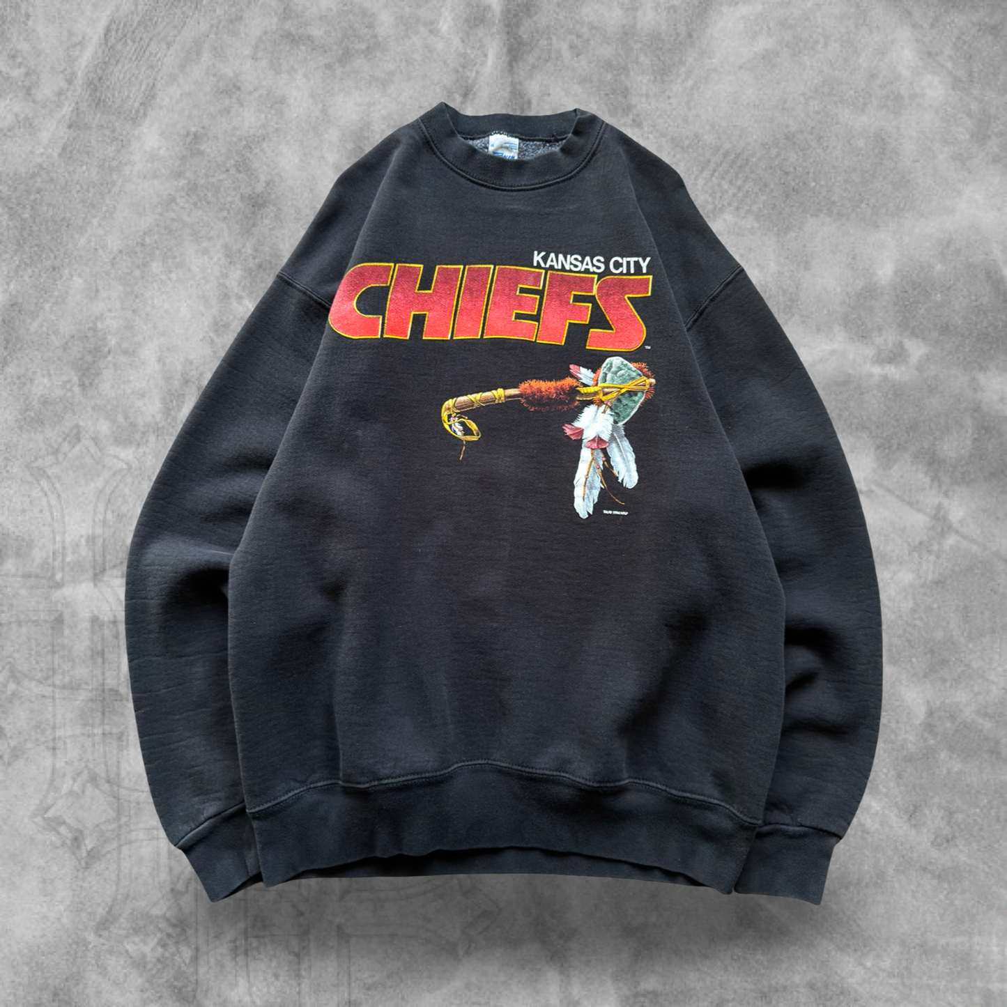 Black Kansas City Chiefs Tomahawk Sweatshirt 1990s (XL)