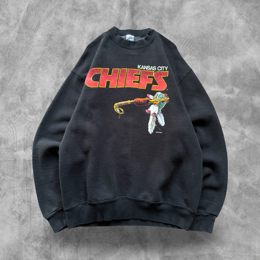 Black Kansas City Chiefs Tomahawk Sweatshirt 1990s (XL)