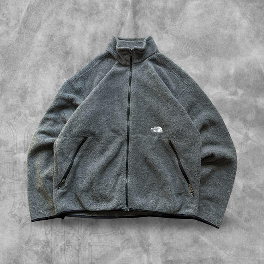 Gray The North Face Fleece Jacket 1990s (XL)