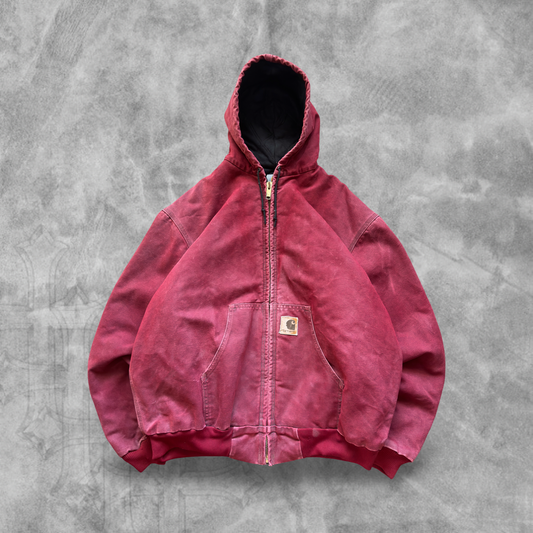 Wine Red Carhartt Hooded Jacket 1990s (L)