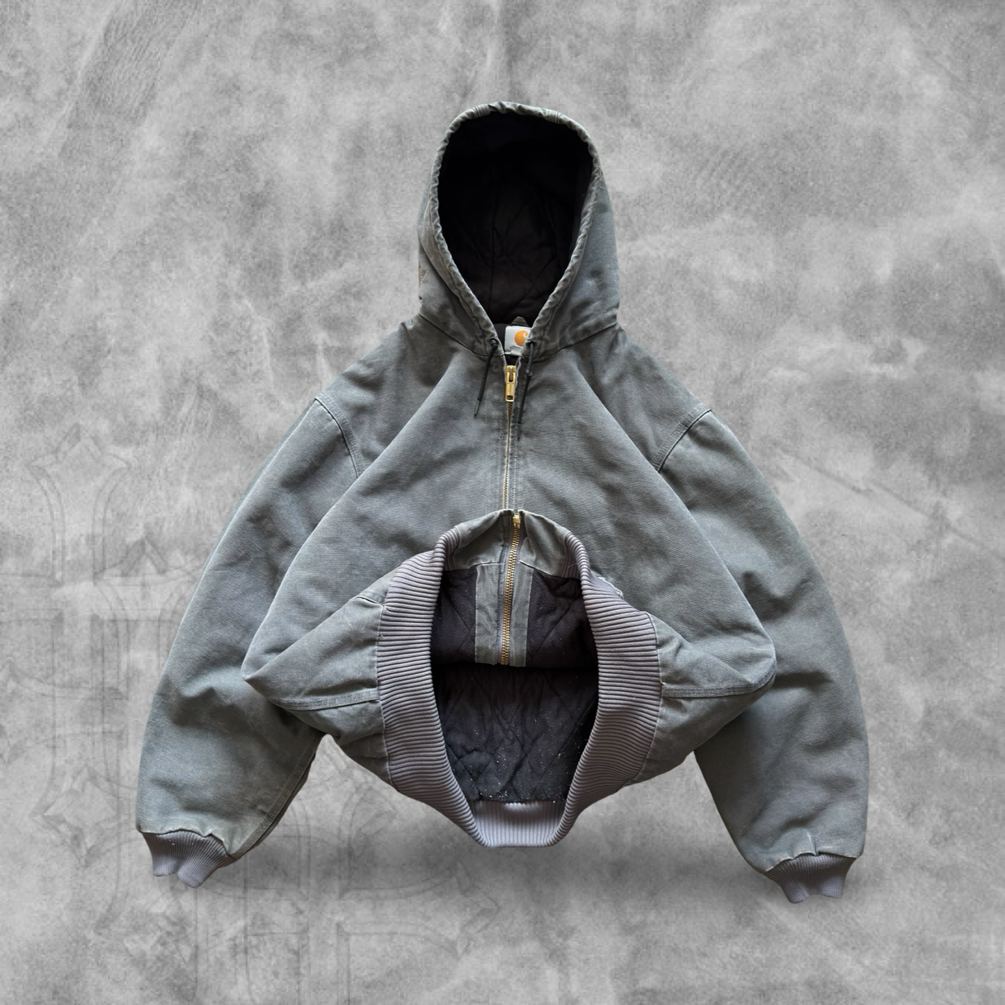 Stone Gray Carhartt Hooded Jacket 2000s (XL)