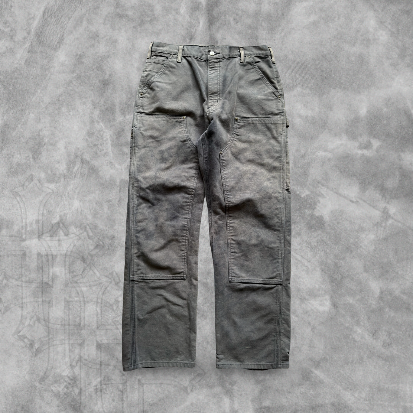 Faded Black Carhartt Double Knee Carpenter Pants 2000s (34x32)