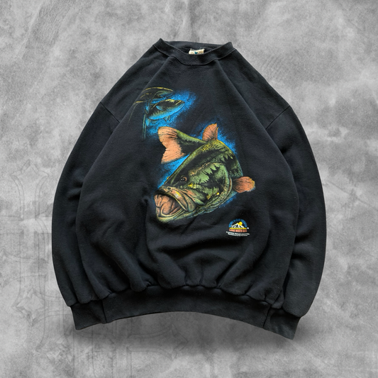 Black Large Mouth Bass Sweatshirt 1990s (XL)