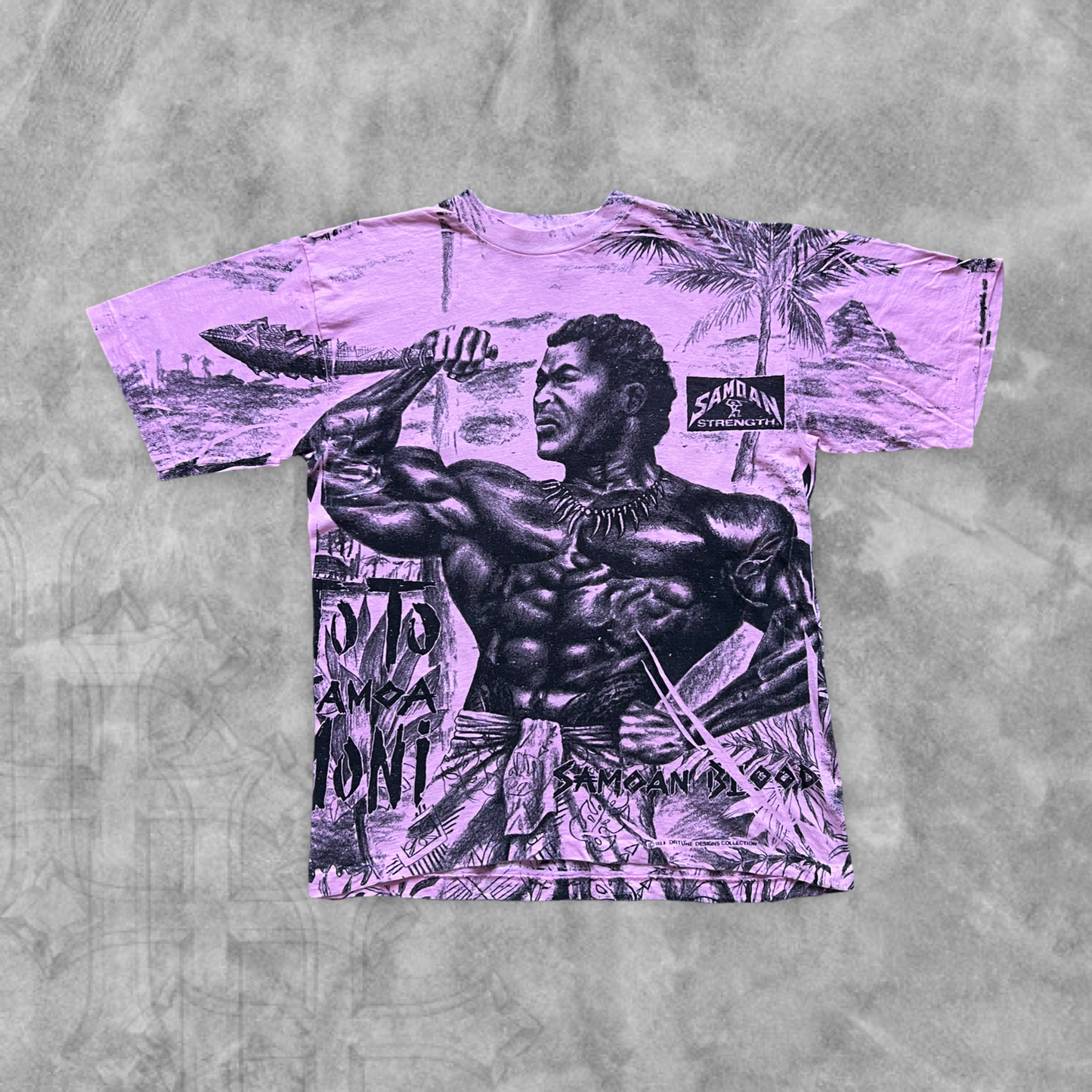 Rose Pink Samoan Strength All Over Print Shirt 1992 (L)