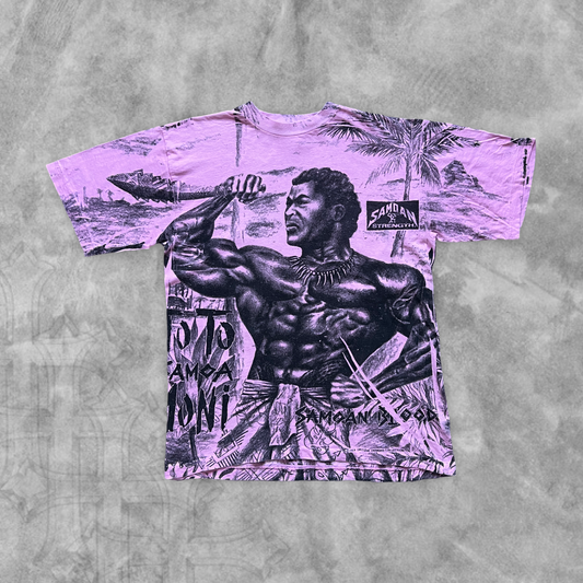 Rose Pink Samoan Strength All Over Print Shirt 1992 (L)