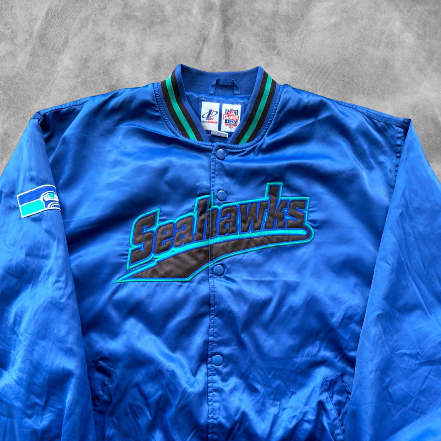 Blue Seattle Sea Hawks Puffer Jacket 1990s (M)