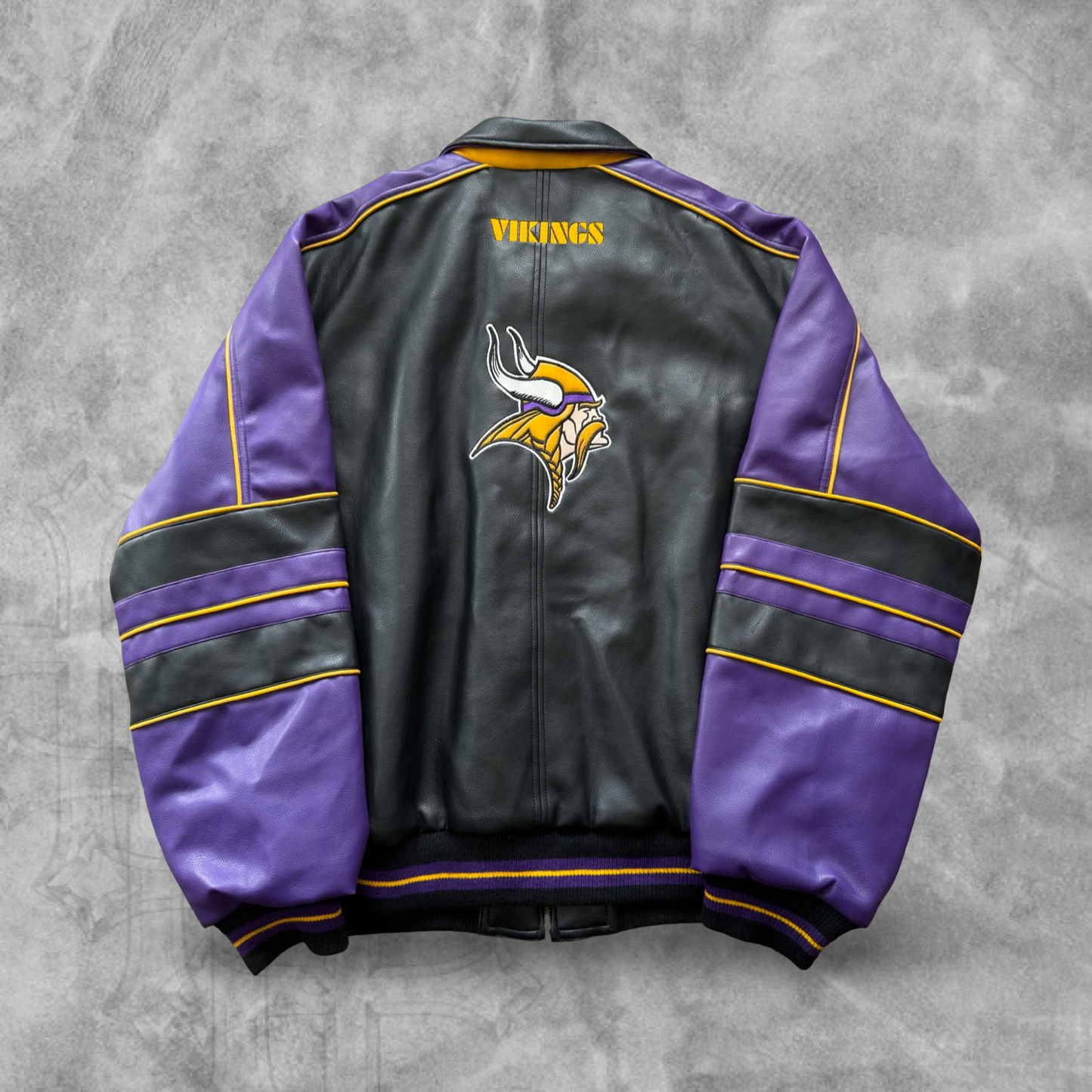 Black Carl Banks GIII Minnesota Vikings Leather Jacket 1990s