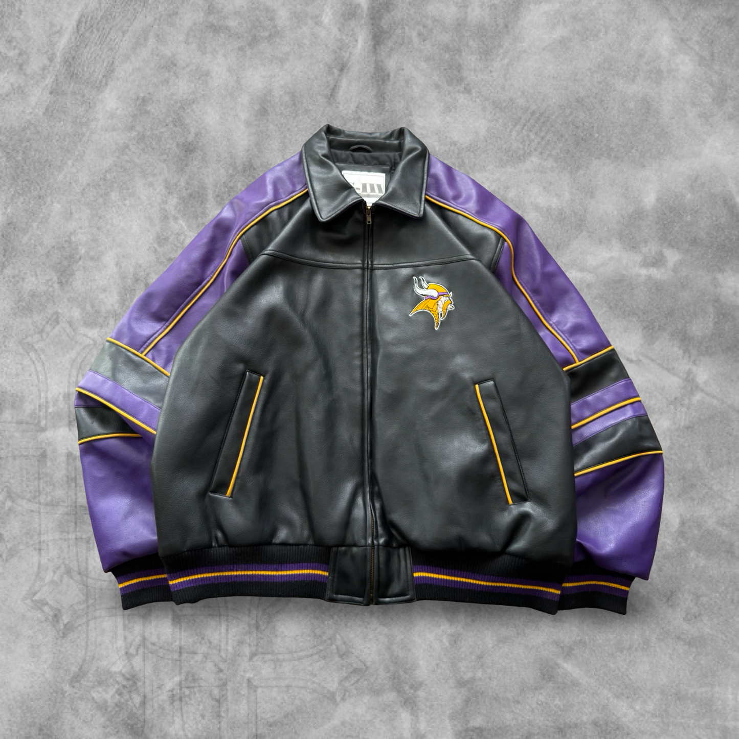 Black Carl Banks GIII Minnesota Vikings Leather Jacket 1990s