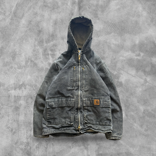 Stone Gray Fleece Lined Hooded Carhartt Jacket 2000s (L)
