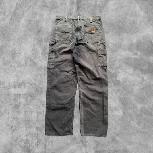 Faded Black Carhartt Double Knee Carpenter Pants 2000s (34x32)
