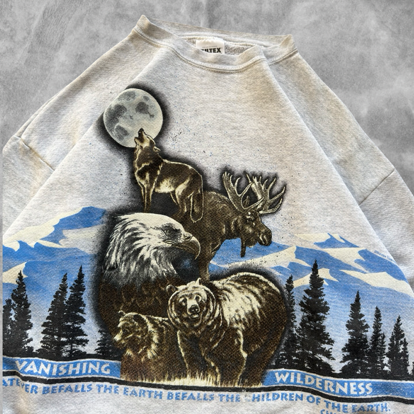 Gray Vanishing Wilderness Wrap Around Sweatshirt 1990s (L)
