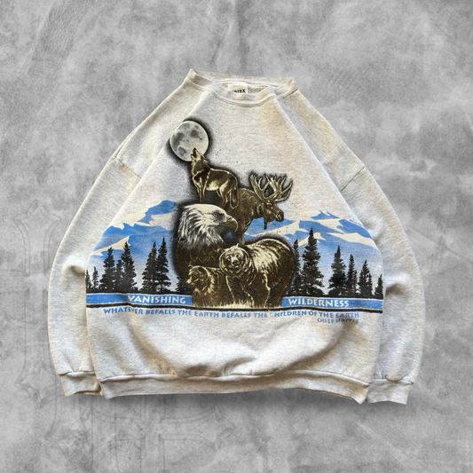 Gray Vanishing Wilderness Wrap Around Sweatshirt 1990s (L)