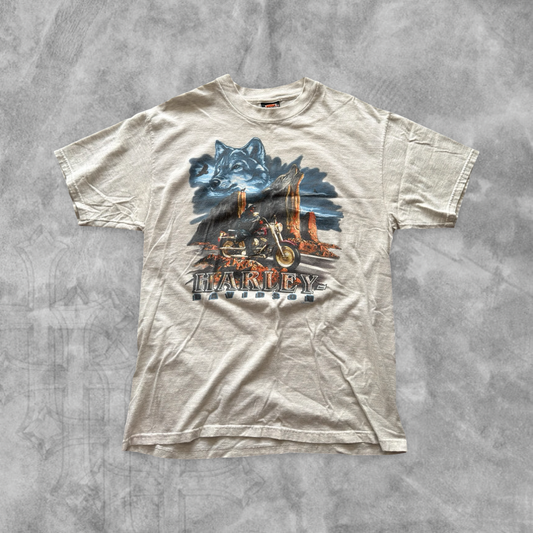 Heather Gray Harley Davidson Wolf Shirt 1990s (L)