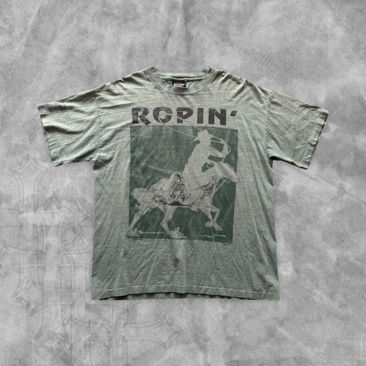 Faded Hunter Green Ropin’ Shirt 1990s (XL)