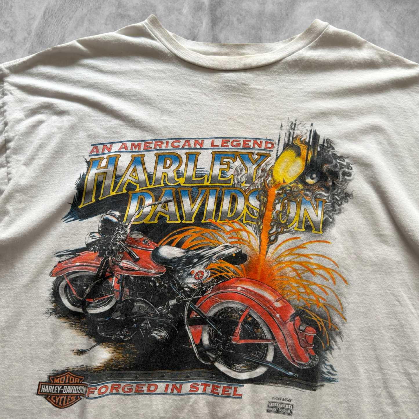 White Harley Davidson Forged In Steel Shirt 1990s (L)