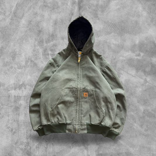 Moss Green Hooded Carhartt Jacket 2000s (XL)