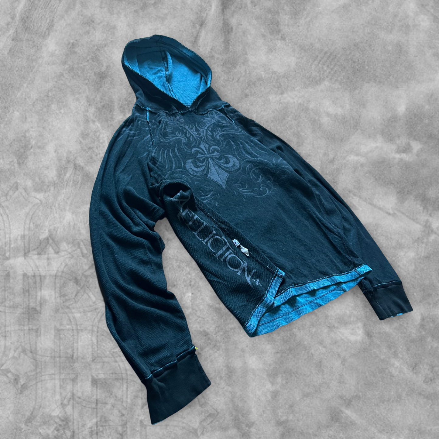 Blue/Black Affliction Thermal Hoodie 2000s (L)