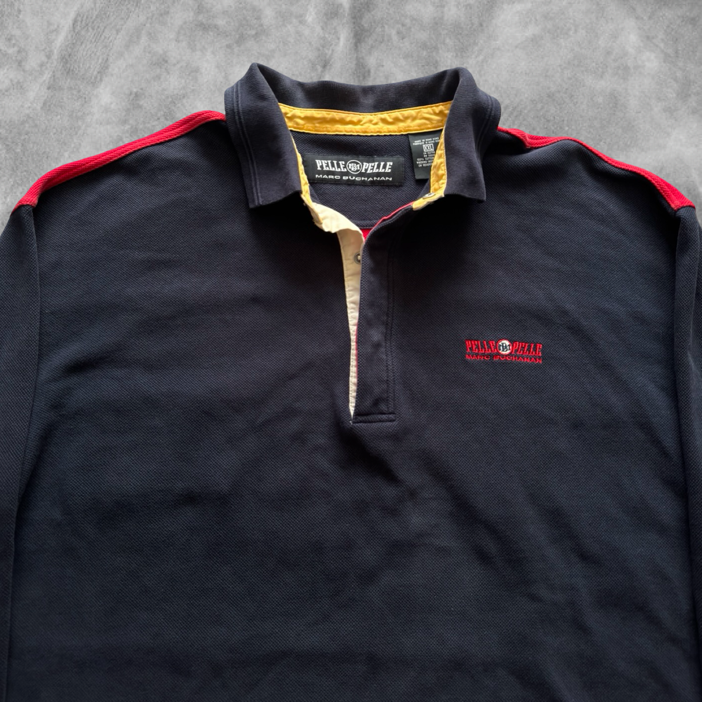 Blue/Red Pelle Pelle Marc Buchanan Rugby Shirt 1990s (XXL)