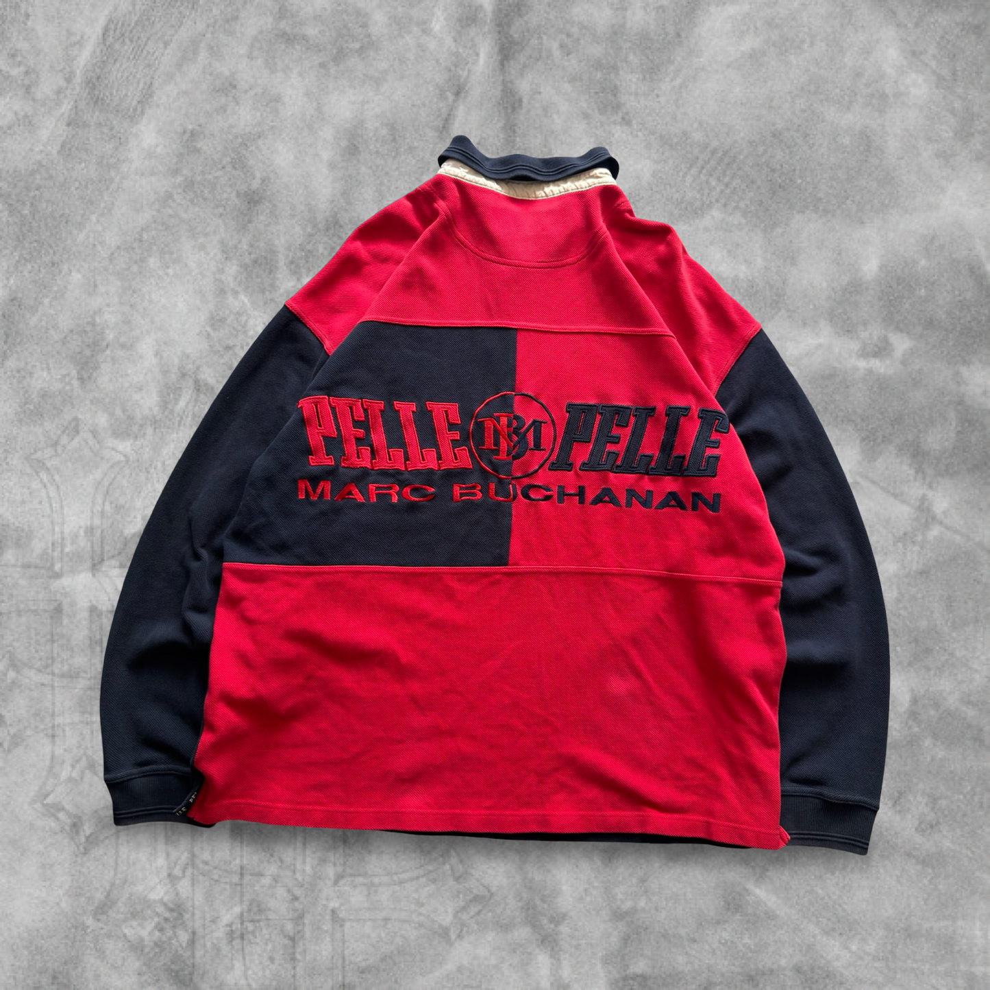 Blue/Red Pelle Pelle Marc Buchanan Rugby Shirt 1990s (XXL)