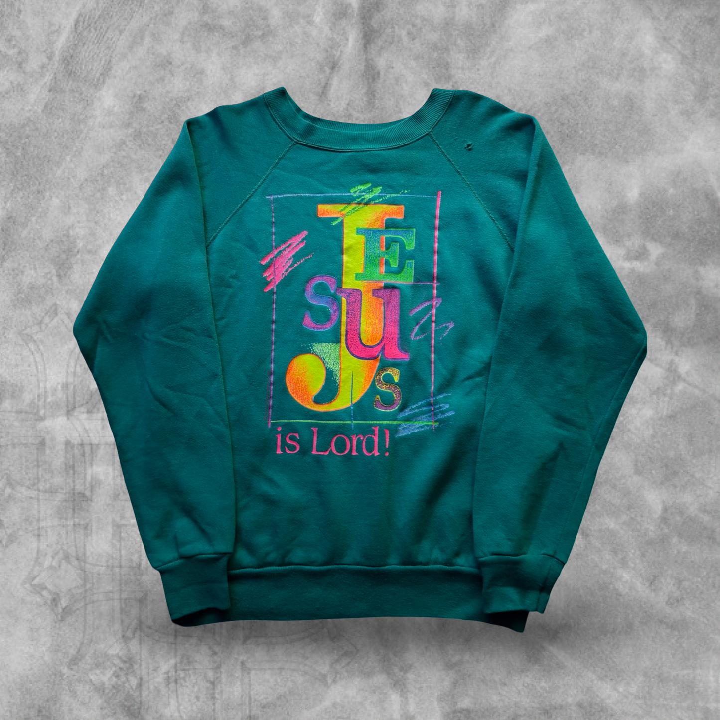 Teal Jesus Is Lord Sweatshirt 1990s (L)