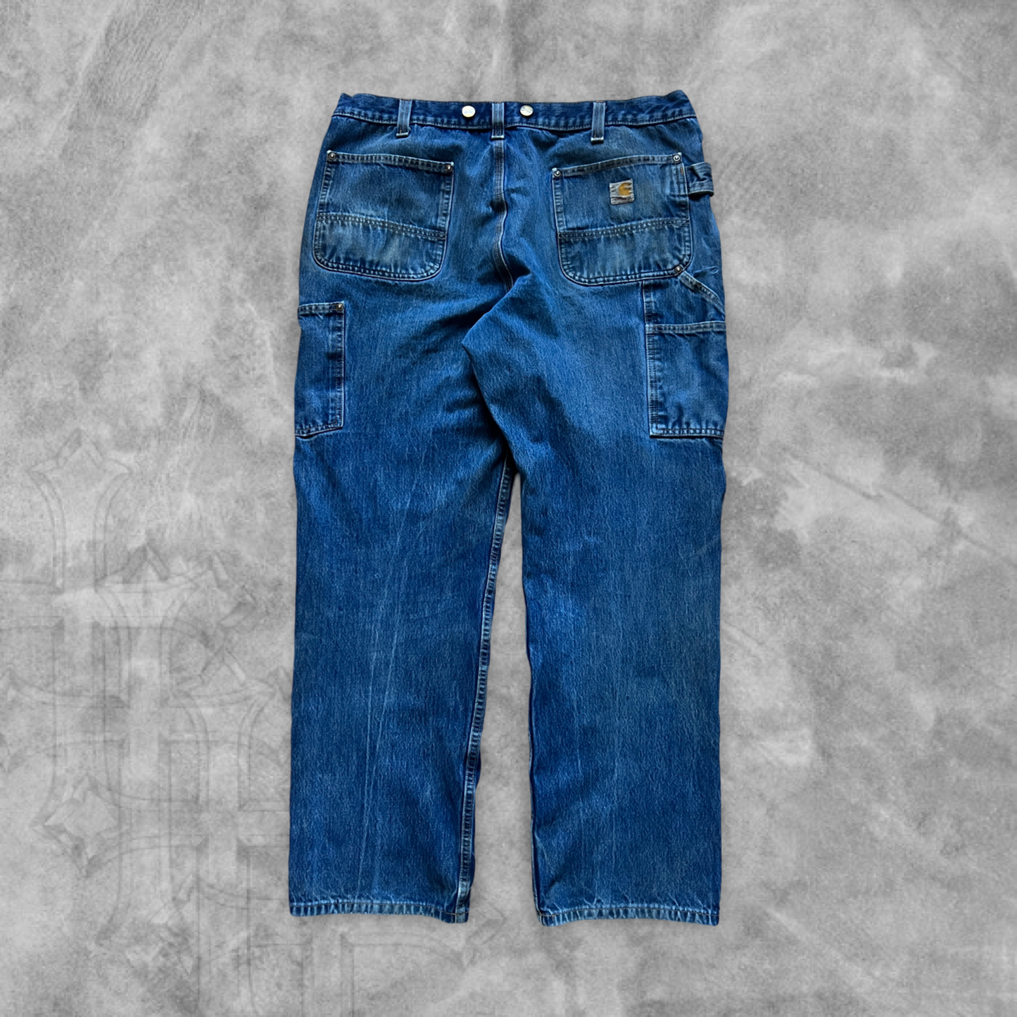 Faded Distressed Denim Carhartt Double Knee Carpenter Pants 2000s (38x31)