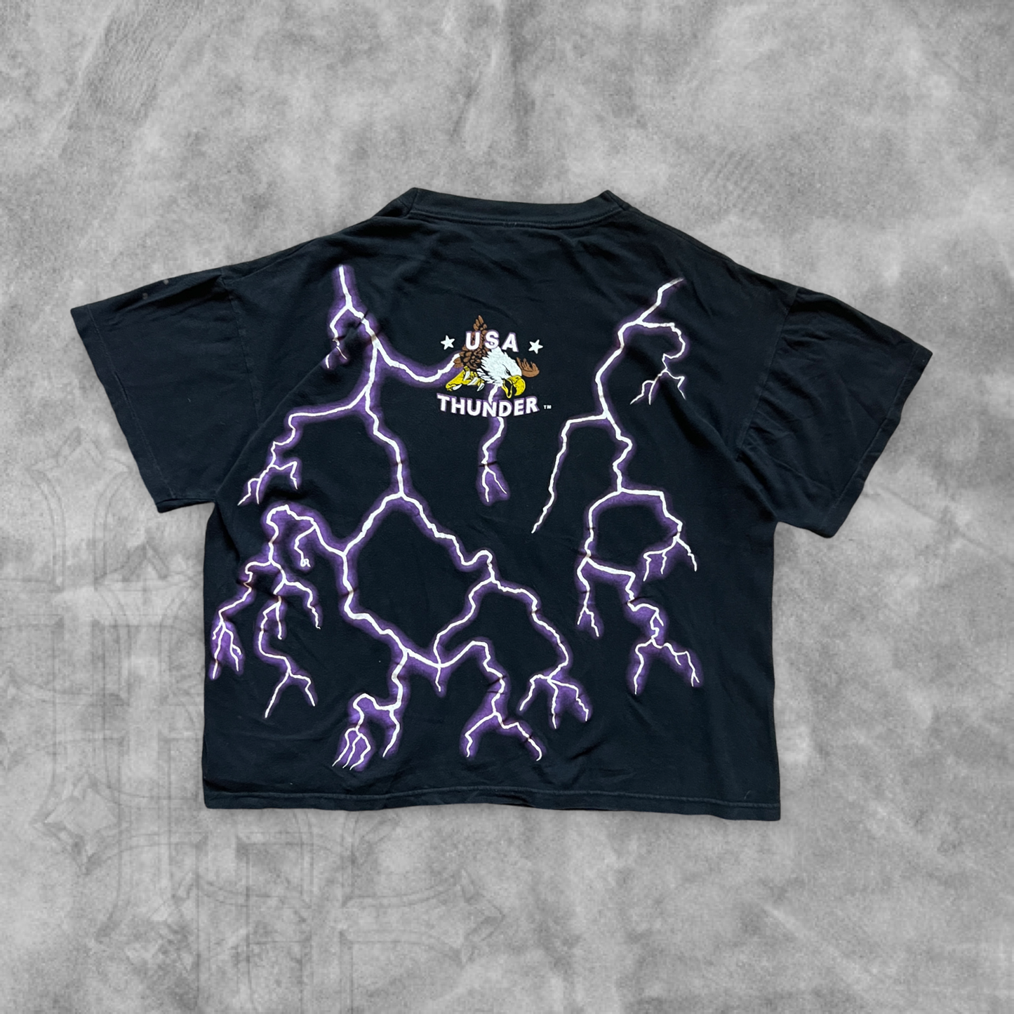 Black Purple Lighting Ride The Best American Thunder Shirt 1990s (M)