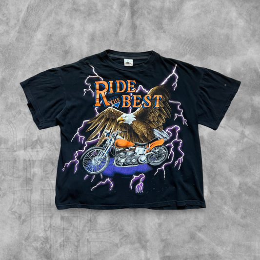 Black Purple Lighting Ride The Best American Thunder Shirt 1990s (M)